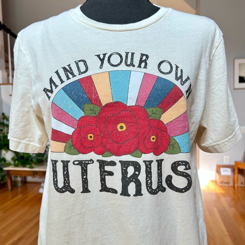 Bella Canvas White Tee with Red Floral and Multicolor Graphic